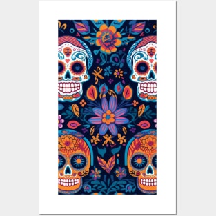 Floral skulls Posters and Art